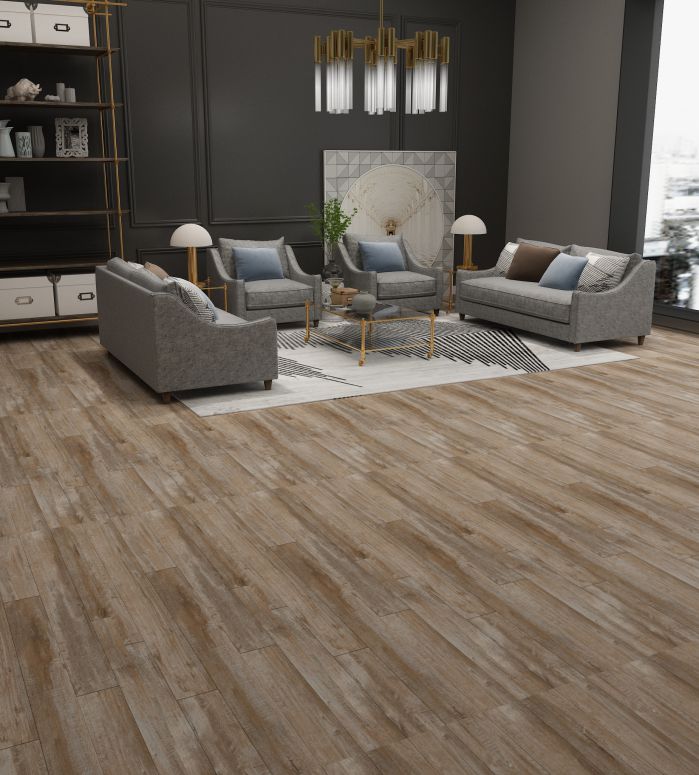 SPC rigid core flooring in modern living room