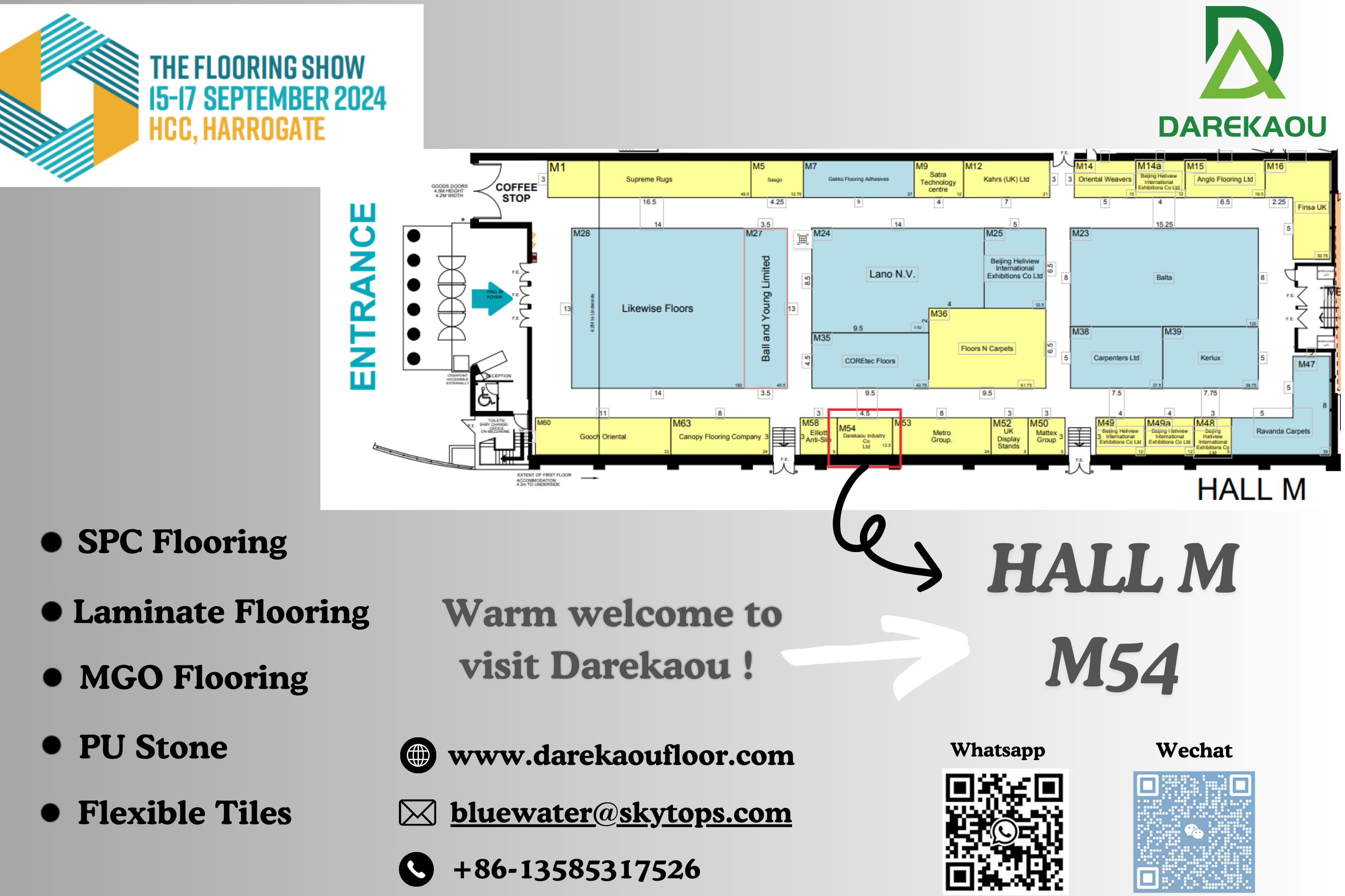 Warm Welcome To Darekaou Booth in Harrogate CONVENTION CENTRE/North Yorkshire, UK 2024